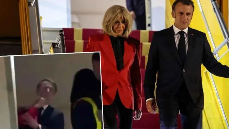 'Eşi tokat attı' yorumlarına Macron'dan açıklama: Brigitte ile şakalaşıyorduk